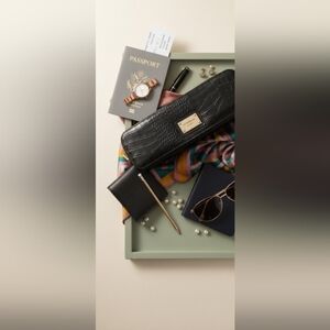 Liz Claiborne Black Faux Croc Jewelry Travel Organizer NWT